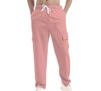 Pantalones de vestir para hombre, largos, informales, de ajuste regular, pantalones clásicos para hombre, rosa, M