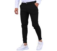 Pantalones de vestir para hombre, pantalones chinos ajustados de pierna cónica, pantalones formales de sarga de algodón, pantalones elásticos casuales, pantalones de oficina con bolsillos, pantalones