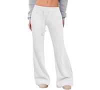 Pantalones de yoga acampanados para mujer, suaves, cómodos, largos, de cintura alta, Blanco, S