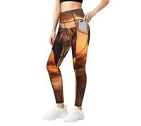 Pantalones de yoga con estampado de elefante para mujer, elásticos, para gimnasio, entrenamiento e informal, Negro, L