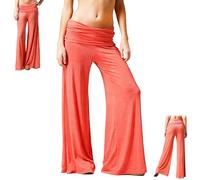 Pantalones De Yoga Coral Doblados para Mujer, Pata Ancha, Cintura Alta Ajustable Fruncida, Corte Favorable para Ejercicios Ligeros, Talla L