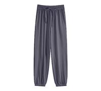 Pantalones de yoga de algodón para mujeres con bolsillos, pantalones para exteriores para mujeres, pantalones azules con rayas rojas, joggers de algodón fino para mujeres de cintura alta acampanados