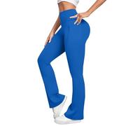 Pantalones de yoga de cintura alta para mujer, elásticos, deportivos, largos, anticelulitis, leggings para correr, push up, leggings de compresión opacos, monocolor, pantalones de fitness, azul, XL