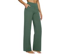 Pantalones de yoga largos para mujer con bolsillos, pantalones de chándal de cintura alta, cintura elástica, pantalones deportivos de un solo color, cómodos pantalones elásticos, pantalones de palazzo