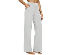Pantalones de yoga largos para mujer con bolsillos, pantalones de chándal de cintura alta, cintura elástica, pantalones deportivos de un solo color, cómodos pantalones elásticos, pantalones de palazzo