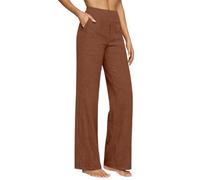 Pantalones de yoga largos para mujer, pierna ancha, pantalones de tiempo libre, tallas grandes, pierna recta, pantalones de deporte de cintura baja, pantalones de deporte monocolor, ligeros y cómodos