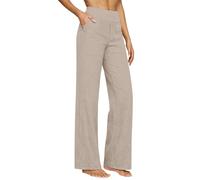 Pantalones de yoga largos para mujer, pierna ancha, pantalones de tiempo libre, tallas grandes, pierna recta, pantalones de deporte de cintura baja, pantalones de deporte monocolor, ligeros y cómodos