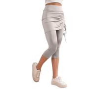 Pantalones de yoga para mujer 3/4 con falda, falda con cordón, pantalones de yoga ajustados, leggings deportivos cómodos, falda de tenis, opacos, pantalones de jogging, tallas grandes, pantalones