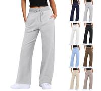Pantalones de yoga para mujer, cintura alta, de algodón, pantalones de chándal holgados, pantalones de yoga, pantalones largos de sudadera, pantalones de deporte de pierna ancha, pantalones de chándal