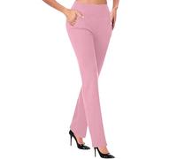 Pantalones de yoga para mujer, cintura alta, elásticos, ajustados, ligeros, cómodos, para el tiempo libre, largos, monocolor, pantalones de deporte, pantalones de jogging, pierna recta, pantalones de