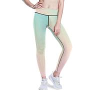 Pantalones de yoga para mujer, color rubor y azul, con levantamiento de glúteos, leggings de cintura alta, longitud 7/8, Blush and Blue Mojito, Medium