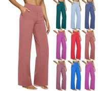 Pantalones de yoga para mujer con bolsillos, pantalones de chándal sin costuras, opacos, cintura alta, pantalones de deporte, pantalones de deporte, cintura elástica, pantalones cómodos para el tiempo