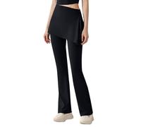 Pantalones de yoga para mujer con falda envolvente integrada, leggings con falda asimétrica, pantalones de chándal para deporte y ocio, desmontables, Z1-negro., L