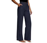Pantalones de yoga para mujer, largos de verano, ajustados, ligeros, de cintura alta, palazzo, Z02marine, XXL