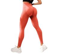 Pantalones de yoga para mujer, largos, elásticos, leggings de cintura alta, pantalones de jogging anticelulitis, leggings para correr, push up, leggings de compresión opacos, monocolor, naranja, 3XL
