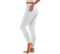 Pantalones de yoga para mujer, longitud completa, ajuste elástico, elegante, de cintura alta, para gimnasio, casual, delgado, transpirable, no se transparenta, pantalones elásticos lisos, blanco, S