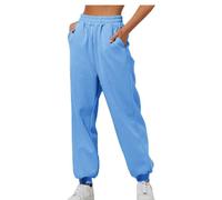 Pantalones de yoga para mujer, talla 3X, cómodos, de cintura alta, con bolsillos, pantalones deportivos casuales de talla grande, talla 24, azul celeste, XL