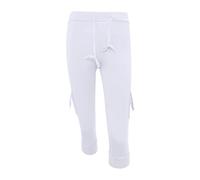 Pantalones de yoga recortados para mujer, pantalones capri suaves de 3/4 de longitud, pantalones elásticos de cintura elástica con bolsillos, capris de color sólido, blanco, S