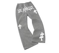 Pantalones Deportivos Anchos Y2k Joggers Casuales Unisex con Estampado gótico Pantalones de Jogging Hip Hop con cordón y Bolsillos