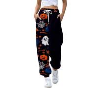 Pantalones deportivos casuales de Halloween para mujer, cintura elástica, pierna ancha, ajuste holgado, estilo Y2K, Morado (, XXL