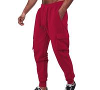 Pantalones deportivos de ajuste holgado para hombre, casuales, a la moda, sueltos, de color sólido, deportivos, multipequeños, cuadrados, casuales, para trabajo, interiores, exteriores, correr