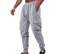 Pantalones deportivos de ajuste holgado para hombre, casuales, a la moda, sueltos, de color sólido, deportivos, multipequeños, cuadrados, casuales, para trabajo, interiores, exteriores, correr