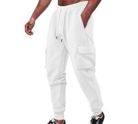 Pantalones deportivos de ajuste holgado para hombre, casuales, a la moda, sueltos, de color sólido, deportivos, multipequeños, cuadrados, casuales, para trabajo, interiores, exteriores, correr
