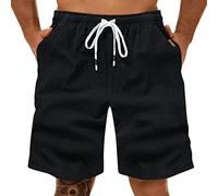 Pantalones deportivos de algodón para hombre, estilo cargo, pierna recta, holgados, pantalones cortos de playa, para exteriores, estrella, Negro, L