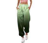 Pantalones deportivos de algodón para mujer, elásticos, con cordón, pantalones deportivos casuales de viaje con bolsillos, pantalones de verano para mujer, color gris, verde, L