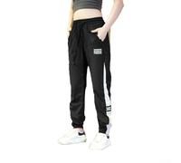 Pantalones deportivos de estilo coreano con cintura elástica para hombre, pantalones de corte recto hasta el tobillo para uso casual, entrenamiento y uso diario (XL negro)