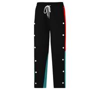 Pantalones Deportivos de Pierna Abierta para Hombre, Pantalones Deportivos de Pierna Recta con Botones Laterales, Cintura elástica a Rayas, Color Negro, Talla XL.