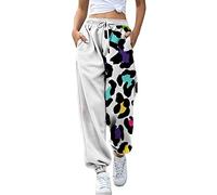 Pantalones deportivos de pierna ancha para mujer, con cordón, pantalones de chándal de pierna recta, pantalones deportivos con bolsillos, pantalones de vestir casuales para mujer, blanco, XXL
