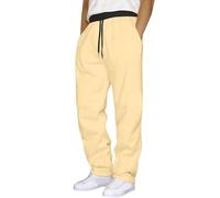 Pantalones deportivos de pierna recta para hombre, pantalones de trabajo para hombre, cintura elástica, ajuste relajado, color sólido, pantalones inteligentes con cordón para oficina, viajes, fin de