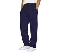 Pantalones deportivos de pierna recta para hombre, pantalones de trabajo para hombre, cintura elástica, ajuste relajado, color sólido, pantalones inteligentes con cordón para oficina, viajes, fin de