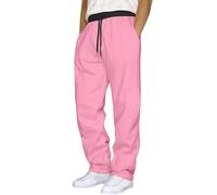 Pantalones deportivos de pierna recta para hombre, pantalones de trabajo para hombre, cintura elástica, ajuste relajado, color sólido, pantalones inteligentes con cordón para oficina, viajes, fin de