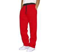 Pantalones deportivos de pierna recta para hombre, pantalones de trabajo para hombre, cintura elástica, ajuste relajado, color sólido, pantalones inteligentes con cordón para oficina, viajes, fin de