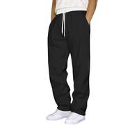 Pantalones deportivos de pierna recta para hombre, pantalones de trabajo para hombre, cintura elástica, ajuste relajado, color sólido, pantalones inteligentes con cordón para oficina, viajes, fin de