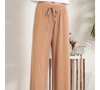 Pantalones deportivos de seda de hielo para mujer, ajuste holgado, cintura con cordón, pantalones deportivos transpirables, pantalones casuales para verano, cuatro estaciones, dobladillo elástico de