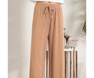 Pantalones deportivos de seda de hielo para mujer, ajuste holgado, cintura con cordón, pantalones deportivos transpirables, pantalones casuales para verano, cuatro estaciones, dobladillo elástico de