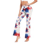 Pantalones deportivos de yoga con cintura para actividades al aire última intervensión, talla S, Rojo Blanco Azul Tie Dye Bandera Estados Unidos Estrellas Rayas, XXL