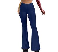 Pantalones Deportivos de Yoga para Mujer con Corte y Cintura Alta para Fitness y Baile Comodos (Dark Blue, XL) #3171