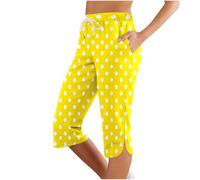 Pantalones Deportivos Femeninos Cómodos Informales Adelgazantes Tiro Medio para Actividad Física Diaria (Yellow, XL) #172