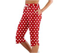 Pantalones Deportivos Femeninos Cómodos Informales Adelgazantes Tiro Medio para Actividad Física Diaria (Red, L) #172