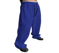 Pantalones deportivos holgados de pierna ancha para hombre, de algodón, con cordón, pantalones altos Y2K, pantalones de ajuste holgado para hombre, azul, XL