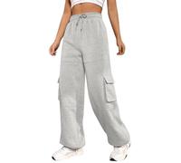 Pantalones deportivos holgados y cálidos para mujer, Y2K Street Parachute Pantalones de pierna ancha, cintura elástica, mono deportivo informal con bolsillos, pantalones casuales ligeros y