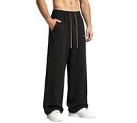 Pantalones Deportivos Hombre Verano Ligero Corte Recto Cintura Elástica Con Cordón Detalles De Respiración Laterales Hiphop Streetwear Pantalones De Trabajo Ligero Y Cómodo Unido Jogging Pants, Negro