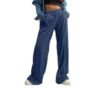 Pantalones Deportivos Mujer Casual Cintura Elástica Alta Pantalon Chandal con Bolsillos Holgados Color Sólido Pantalón Deporte de Pernera Ancha Casual Ligeros Cómodo Jogging Correr Yoga Pants