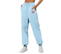 Pantalones deportivos para correr para mujer, pantalones deportivos unisex, casuales, holgados, para exteriores, cintura elástica con estampado de lazos de amor, pantalones cargo deportivos para