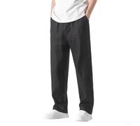 Pantalones deportivos para hombre de corte recto sueltos (negro 2XL)