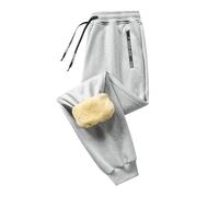 Pantalones deportivos para hombre, forro polar, invierno, pantalones de correr, hombre, cintura elástica, con cordón, bolsillos con cremallera y bajo ajustados, corte holgado, para ciudad, permanecer